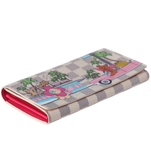 Louis Vuitton Sarah Wallet Monogram Vivienne Fuchsia Pink Damier Azur - Picture 3 of 5